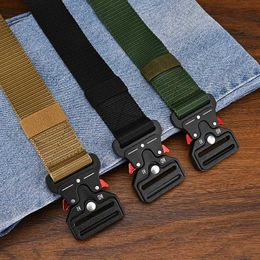 n Accessories Mens Outdoor Hunting Tactical Belt Multi functional Buckle Nylon Belt High Quality Marine Canvas Belt Plastic Buckle J240506