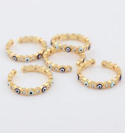 Cluster Rings Lucky Eye Blue Turkish Evil Open Ring Copper Gold Colour Finger Adjustable For Women Girls Men Fashion Jewelry3067710