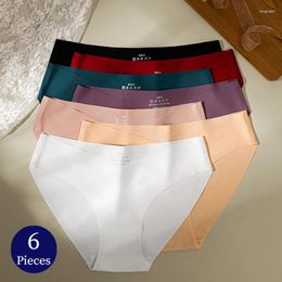 Women's Panties TrowBridge 6PCS/Set Fashion V-Cut Underwear Seamless Silk Satin Briefs Cosy Lingerie Breathable Sport Underpants