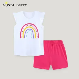 Clothing Sets Summer Short Sleeve Suit For Girls In Children Europe And America Fashion Casual Printed Round Collar Two-piece Set