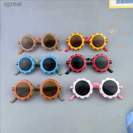 Sunglasses Childrens round sunglasses childrens cute cartoon flower shaped glasses baby fashionable Colour sunglasses boys and girls glasses 2023 new WX