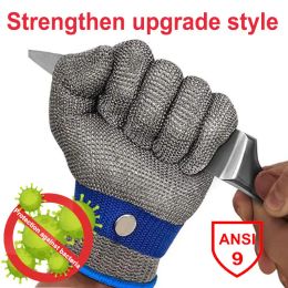 Gloves NMSafety 100% Stainless Steel Level 9 Mesh Butcher Glove With Protection Against Bacteria High Quality Safety Work Gloves