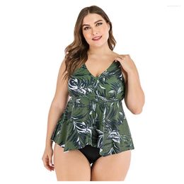 Women's Swimwear Sexy Plus Size V-Neck Printed Backless Strap Bikini Split Swimsuit Tankini Women 2024 Bathing Suits