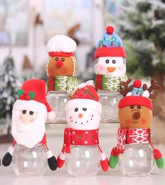 Plastic Candy Jar Christmas Theme Small Gift Bags Xmas Candys Box Cans Crafts Home Party Decorations for New Year kids Gifts DHLa21259439