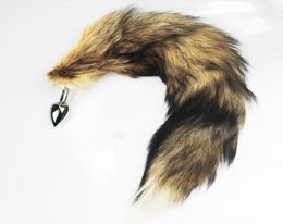 wild Fox Long Tail Metal Furry Doggy Anal Sexy Toys Big BDSM Flirt gspot Anus Butt Plug For Women fetish cat Tail Adult Toy Y18932262050