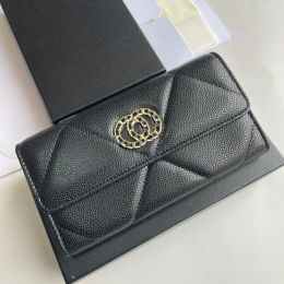Wallets Luxury Designer Long Bifold Wallet Quilted Bags Card Holder Lambskin/Caviar Leather Multi Pochette Diamond Lattice Clutch Pocket 1