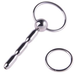 Penis Plug Beads Stainless Steel Urethral Dilators with 2 Metal Penis Ring Urethral Sound Prince Wand Sex Toys Sex Products6233607