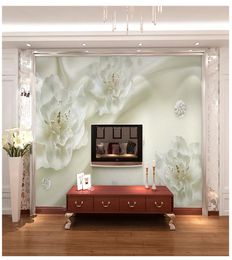 3D Wallpaper Po Wall Mural White Flower Wall Paper Rolls Home Decorative Larger Size Landscape Wallcovering Stickers4352317