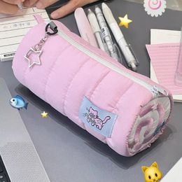 Pink Pen Bag Portable Soft Touch Large Capacity Box Stationery Organiser Student Gift