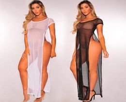 Women Sexy Beach Coverup 2021 Summer Transparent Swimsuit Covers Up Bathing Suit Wear Swimwear Mesh Dress Tunic Sarongs9492960