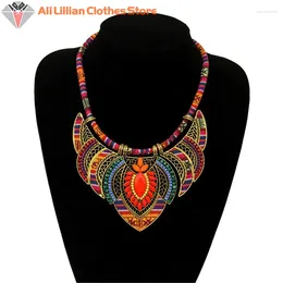 Chains Vintage Choker Pendant Big Boho Necklaces Ethnic Style Chunky Colourful Collar Festival Tribal Beaded Bib Costume Necklace