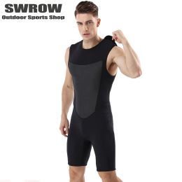 Suits 2MM Neoprene Diving Suit Men's One Piece Sleeveless Vest Wind Sailing Warm Surfing Suit Back Zipper Swimming Scuba Diving Suit