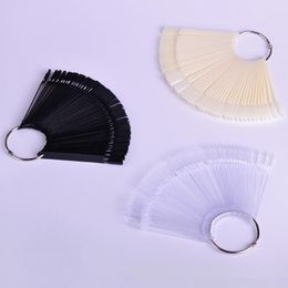 2024 50PCS Black/Natural/Transparent Nail Art Practise Display Tools False Nail Tips Fan Shape Polish UV Gel Showing Tools