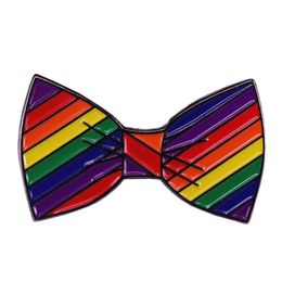 Rainbow bow tie lapel pin LGBT gay pride addition Cute Anime Movies Games Hard Enamel Pins Collect Metal Cartoon Brooch