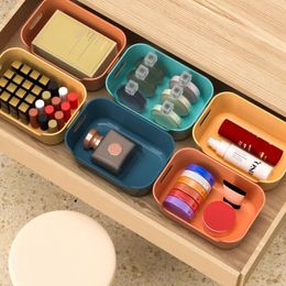 2024 Plastic Desk Storage Basket in Dormitory Kitchen Organise Shelving Cosmetic Dresser Toy Box Snacks Makeup Seasoning Container for