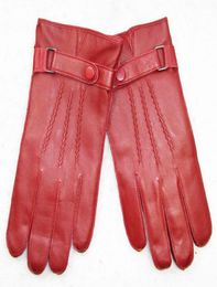 Genuine Leather Gloves Male Fashion Simple Sheepskin Gloves Man Red Winter Plus Velvet Thicken Keep Warm For Driving DQ203 2010195643230