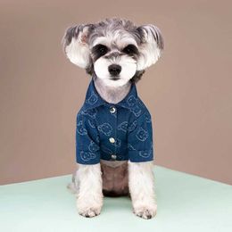 Dog Apparel Winter Warm Pet Denim Shirt for Small Medium Dogs Cats et Puppy Clothes French Bulldog Chihuahua Poodle Costume Supplies H240506