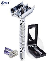 Fashion Stainless Manual Safety Blade Razor Double Edge Shaver Beard Shaving for Men with Mirror Case 6 Blades BD1794029814