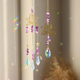 Decorative Figurines Colorful Crystals Sun Catchers Hanging For Window Purple Lotus Suncatcher Garden Wedding Party Patio Backyard Car Home