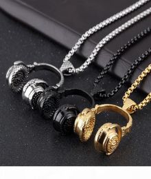 Stainless Steel Hip Hop Jewellery Vintage Men Rock Punk Rapper Disc Headset Microphone Pendants Chains Necklace Nightclub Singer DJ 8749245