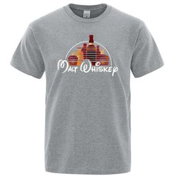 Men's T-Shirts Summer Funny Malt Printed T-Shirt Alcohol Drunk Oversized Men Cotton Short Slve Ts Fashion Strt Clothing Tops T240505