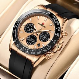 Wristwatches LIGE Watches For Men Quartz Silicone Sport Watch Date Chronograph Waterproof Digita Dual Display Montre Homme