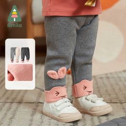 Trousers Amila Baby Girl Leggings Pants 2022 Autumn/Winter New Cotton Cute Cartoon Trouers Casual Childrens Clothing FashionL2403