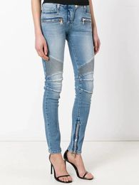 Women's Jeans HIGH STREET Est 2024 Fashion Designer Trousers Elastic Denim Classic Motorcycle Rider Pants