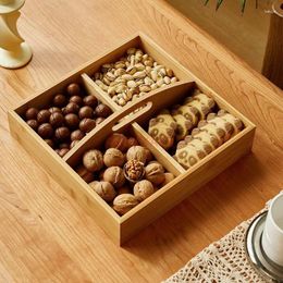 Plates Chinese Style Dried Fruit Box Living Room El Snack Plate Year's Goods Household Candy Melon Seed Solid Wood