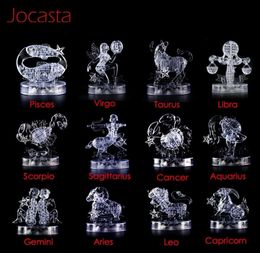 12 Constellation Series 3D Crystal Puzzle with LED Flashing Light DIY Model Toy Home Decoration Puzzle Toy Kid Educational Toys Y6846555