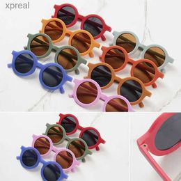 Sunglasses Baby Sunglasses Matte Childrens Sunglasses Trend Round Frame Retro Mocha Colour Glasses UV400 Anti Purple Line WX