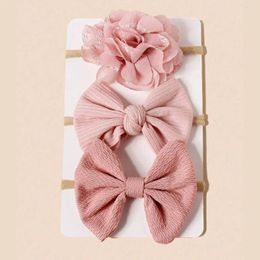 Hair Accessories 3pcs Girls Pink Adorable Hairband Different Bow Headband For Kids Pograph Soft Nylon Simulation Floral Acessories
