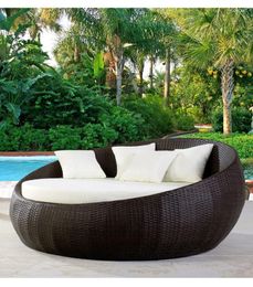 Camp Furniture Outdoor Lying Bed Round Courtyard Balcony Swimming Pool Rattan Sofa