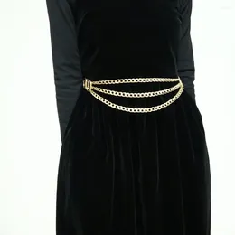 Belts Sexy Women's Waist Chain Three Layers Of Metal Personality Circle Hollow Decorated With Elegant Banquet Accessories