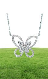 Ins Star Same Style Necklace Luxury Jewellery 925 Sterling Silver Pave White Sapphire CZ Diamond Butterfly Pendant Girl Women Neckla2935296