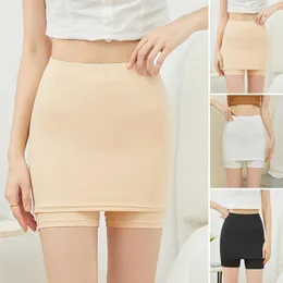 Women's Panties Women Safety Shorts Summer Thin Ice Silk Bottoming High Waist Wide Coverage Anti-exposed Solid Color