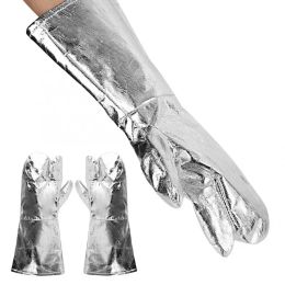 Gloves 500 Celsius Heat Resistance Anti High Temperature Thermal Insulation Aluminium Foil Cotton Cloth Gloves Fire Resistant Gloves