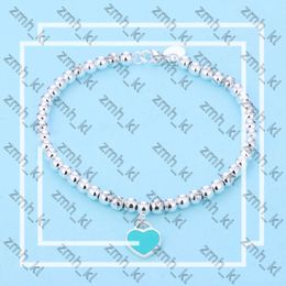 4Mm Beads Love Heart Charm Bracelet For Women Girls Lovely Luxury Tiffanyjewelry Designer Jewellery Bangle Blue Pink Red Pendant Bracelets 626