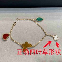 Vancleff High End jewelry bangles for womens V Gold Lucky Flower Bracelet Women 18K Rose Gold Fashion Clover Love Butterfly Bracelet Original 1:1 With Real Logo and box