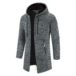 Men's Hoodies Hooded Sweater Medium Length Thin Plush Loose Size Jacket Knitted Cardigan Top