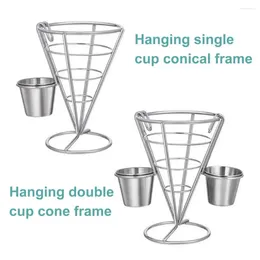 Kitchen Storage Spiral-tapered Snack Basket Appetizer Holder Stainless Steel Fries With Sauce Dipper For Snacks Restaurant