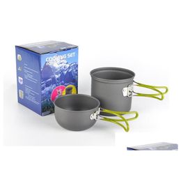 Camp Kitchen Outdoor Set Pot 1-2 Person Portable Cam Cooker Ds-101 Simple And Fast 2 Hiking Backpacking Cooking Picnic Bowl Drop Deliv Dhwd2