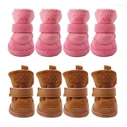 Dog Apparel Shoes With Hook Loop Closure Booties Pet Chihuahua Boots Snow Antiskid Winter Waterproof Skidproof Protectors 4Pcs