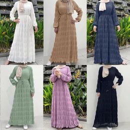 Ethnic Clothing Abayas For Women Muslim Middle Eastern Malay Robe Chiffon Pleated Dress Fashion Casual Sets Slim Fit Dubai Turkey Islamic