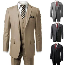 Suits Three Tuxedos Formal Pieces Wedding Men Classical Suit Jacket One Button Customized Peaked Lapel Pockets Bridegroom Coat Vest Pants