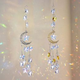 Decorations Suncatchers Light Catcher Hanging Crystal Moon Catcher Pendants Rainbow Maker Garden Home Window Wind Chimes Charm Decoration