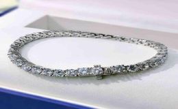 925 Sterling Silver 4mm 16cm 17cm 18cm Tennis 18K White Plated Created Moissanite Bracelet Bangle For Women Jewellery Party Gift1360402