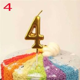 3PCS Candles Birthday Candle Gold Number Cake Candles Numeral Cake Top Decoration Birthday Anniversary Celebration Party Supplies Number 0-9