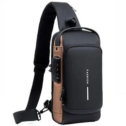 Mens Multifunction Antitheft USB Shoulder Bag Man Crossbody Cross Body Travel Sling Chest Bags Pack Messenger for Male 240416