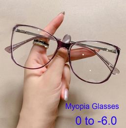 Sunglasses Fashion Vintage Myopia Glasses Unique Womens Eyeglasses Cat Eye Prescription Short Sighted 1 2 6 Anti Blue Light1169916